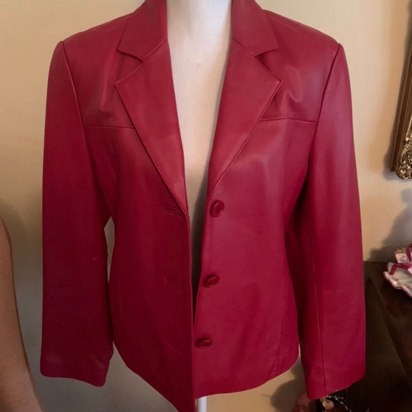 Vintage Red Leather Blazzer